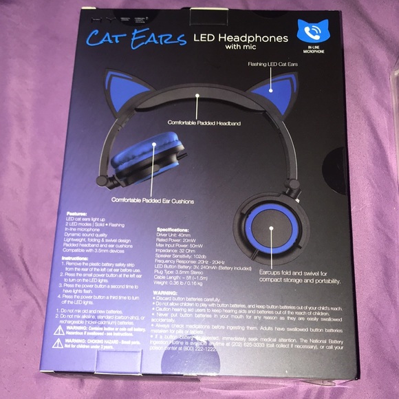 CAT EARS Led Headphones with Mic HYPE Emo cosplay gamer chick kitten mic 3.5mm - Picture 4 of 10
